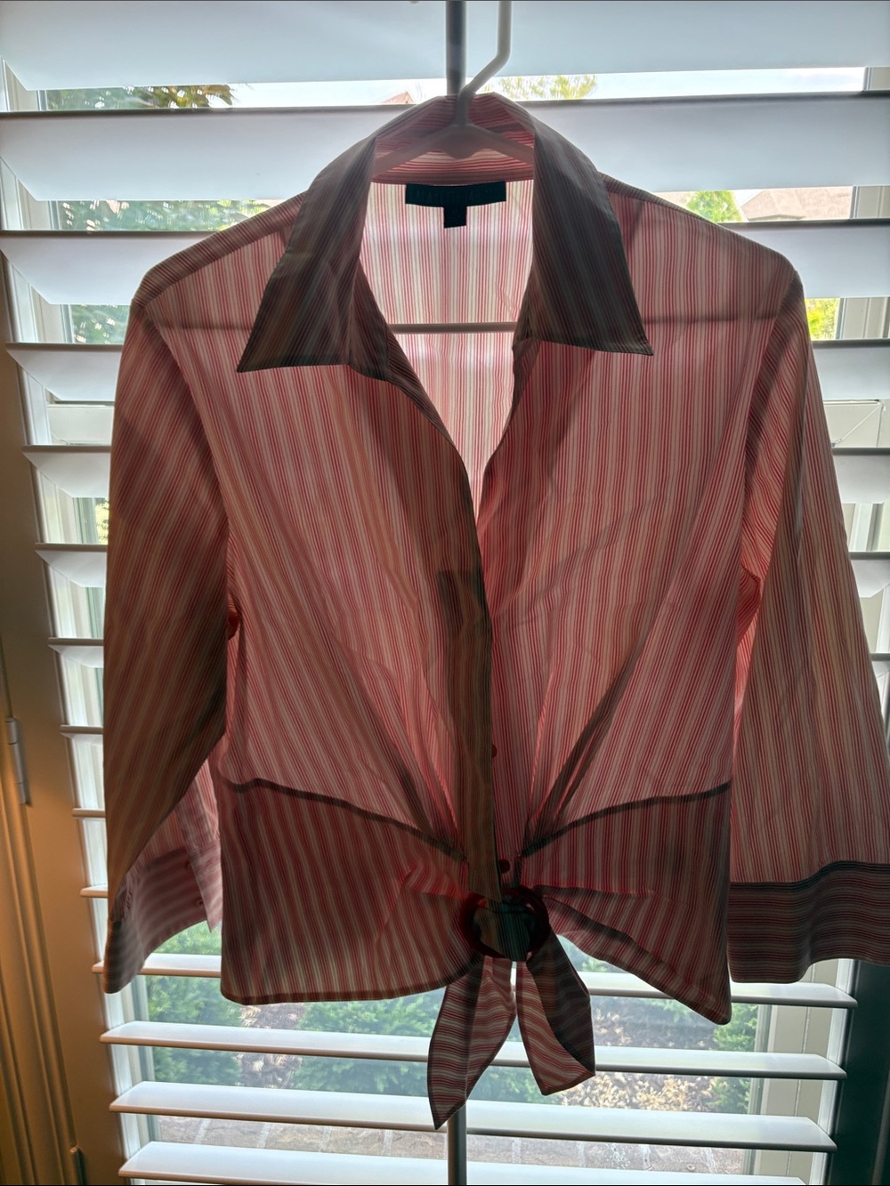 Lafayette 148 New York Red and White Striped Shirt
